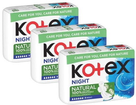 Kotex Natural Night 3 x 6 ks